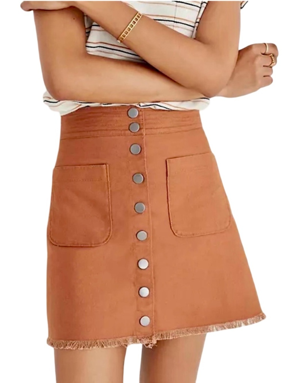 🥮🌞 Madewell Chestnut Button-Front Mini Skirt NWOT‎ 🌞🥮